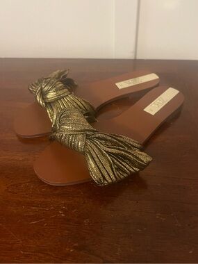 Zara Gold Knot Bow Slide Sandals size 6 (36)